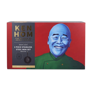 Ken Hom Excellence Non-Stick Stainless Steel Wok & Lid 32cm - FRYPAN/WOK/SKILLET - Beattys of Loughrea