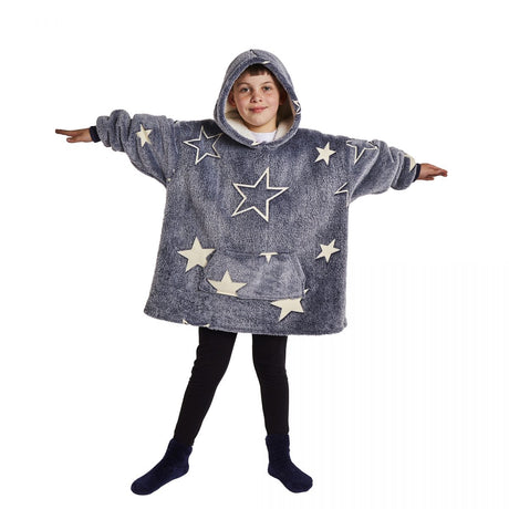 Silentnight Glow In The Dark Oversized Kids Hoodie Denim - CHILDRENS CLOTHES/HATS/SCARF GLOVES - Beattys of Loughrea