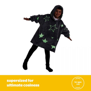 Silentnight Glow In The Dark Oversized Kids Hoodie Denim - CHILDRENS CLOTHES/HATS/SCARF GLOVES - Beattys of Loughrea