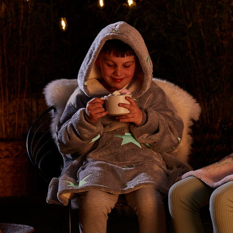 Silentnight Glow In The Dark Oversized Kids Hoodie Denim - CHILDRENS CLOTHES/HATS/SCARF GLOVES - Beattys of Loughrea