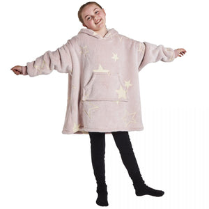 Silentnight Glow In The Dark Oversized Kids Hoodie Blush - CHILDRENS CLOTHES/HATS/SCARF GLOVES - Beattys of Loughrea