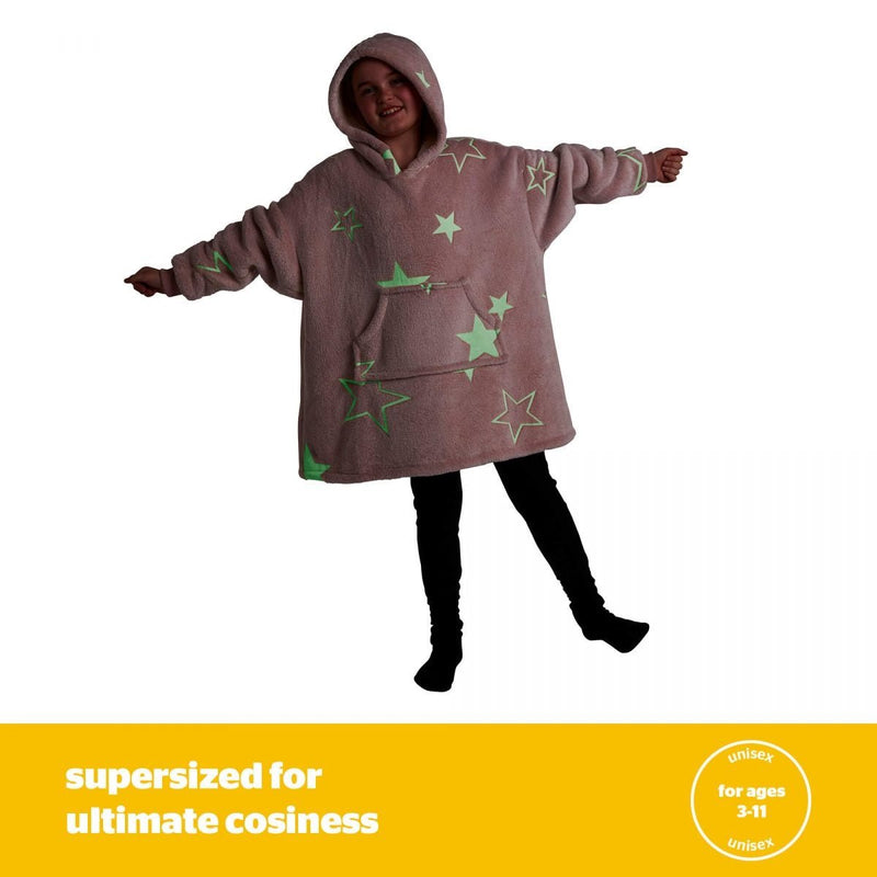 Silentnight Glow In The Dark Oversized Kids Hoodie Blush - CHILDRENS CLOTHES/HATS/SCARF GLOVES - Beattys of Loughrea