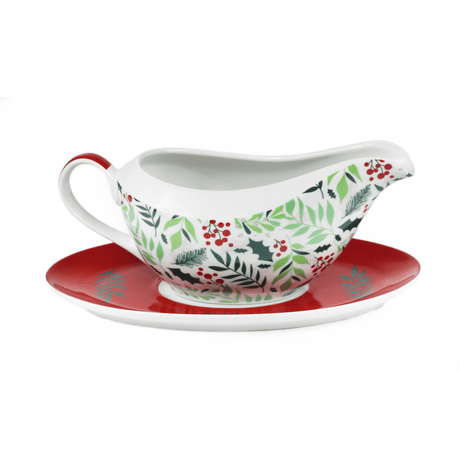 Peggy Wilkins Graceful Christmas Ceramic Gravy Boat & Saucer Set - GENERAL LOOSE WARE - Beattys of Loughrea