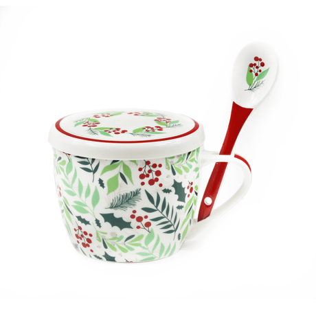 Peggy Wilkins Graceful Christmas Ceramic Soup Mug & Spoon Set - GENERAL LOOSE WARE - Beattys of Loughrea