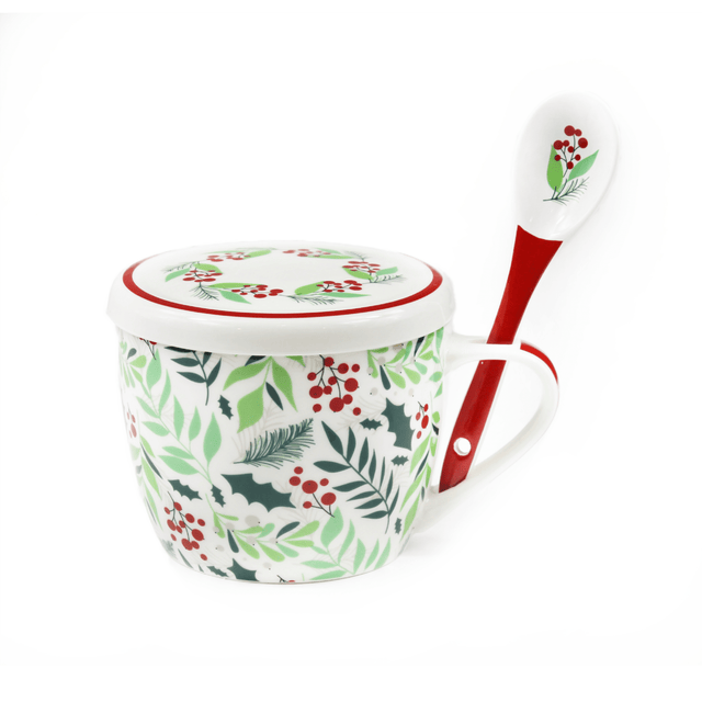 Peggy Wilkins Graceful Christmas Ceramic Soup Mug & Spoon Set - GENERAL LOOSE WARE - Beattys of Loughrea