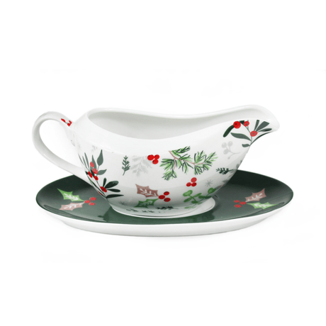 Peggy Wilkins Winter Hedgerow Ceramic Gravy Boat & Saucer Set - GENERAL LOOSE WARE - Beattys of Loughrea