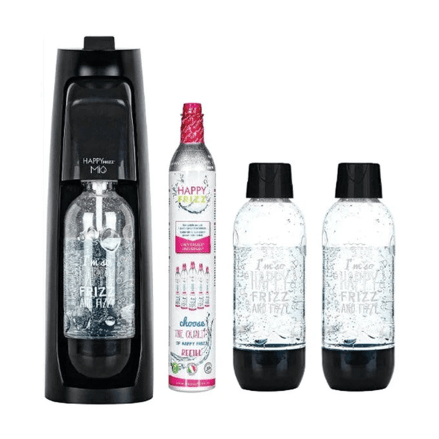 Happy Frizz SodaStream Mio Megapack Black + 3 PET Bottles | MEGAPBLA - WATER CARBONATORS, SODA STREAM - Beattys of Loughrea