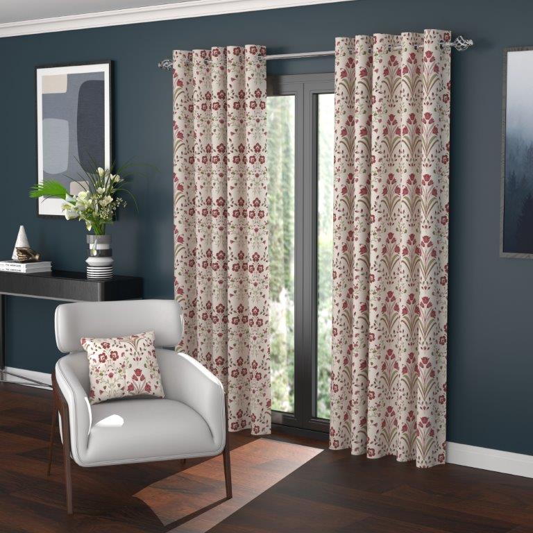 Riley 90" x 90" Lined Eyelet Curtains Raspberry - Beattys of Loughrea | www.beattys.ie