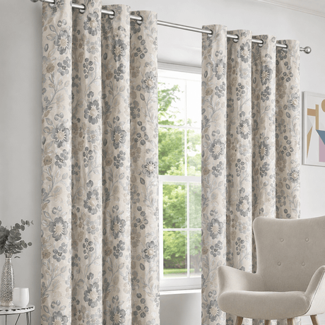 EA Design Valencia Interlined Eyelet Curtains – Natural (90" x 90") - CURTAINS - READY MADE - Beattys of Loughrea