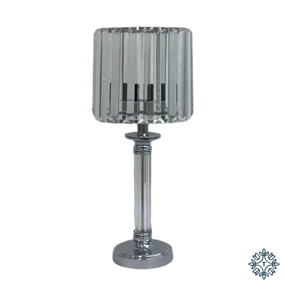 Imogen Glass Lamp Silver 40cm - TABLE/BEDSIDE LAMPS - Beattys of Loughrea