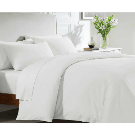 Atlantic Linen 100% Cotton 200 TC Duvet Cover Set Kingsize - White - DUVET COVERS - Beattys of Loughrea