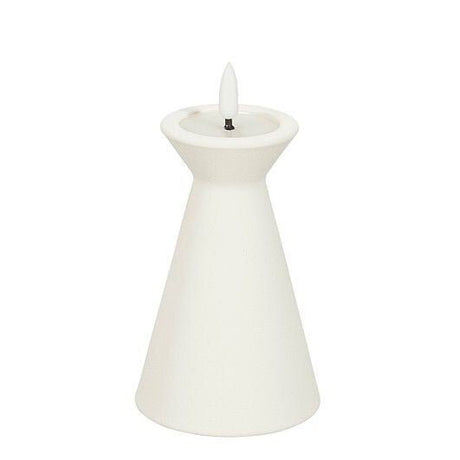 White Battery Operated LED Candle with Timer h12,5xd8cm - BATTERY LED CANDLES - Beattys of Loughrea