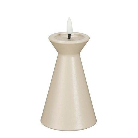 Taupe Battery Operated LED Candle with Timer h12,5xd8cm - BATTERY LED CANDLES - Beattys of Loughrea
