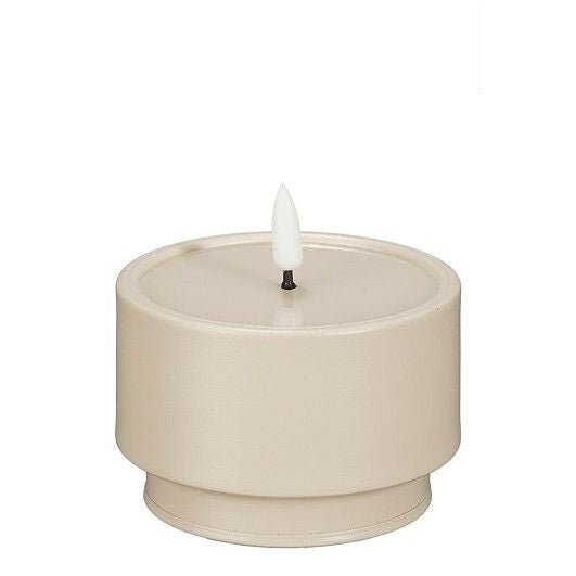 Taupe Battery Operated LED Candle with Timer h6,5xd9cm - BATTERY LED CANDLES - Beattys of Loughrea