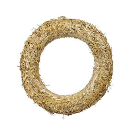 Mica Decorations Straw Wreath - H8 x Ø40 cm - Brown - PLANT TIES BAMBOO CANES STRING LABELS GARDEN PEGS - Beattys of Loughrea