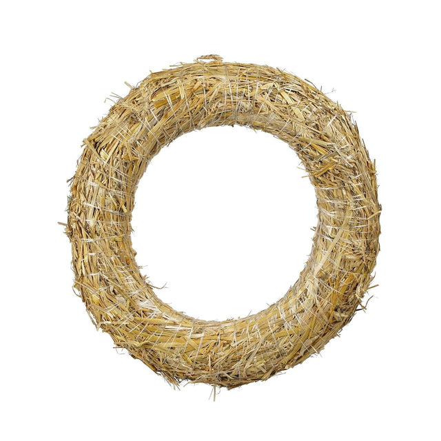 Mica Decorations Straw Wreath - H8 x Ø40 cm - Brown - PLANT TIES BAMBOO CANES STRING LABELS GARDEN PEGS - Beattys of Loughrea