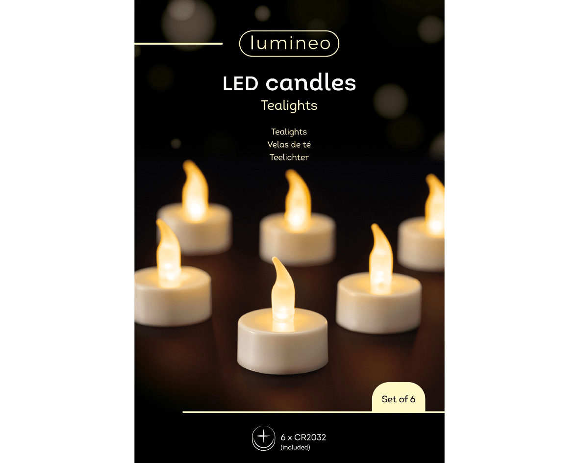 Box of 6 Battery Operated LED Tealights - BATTERY LED CANDLES - Beattys of Loughrea