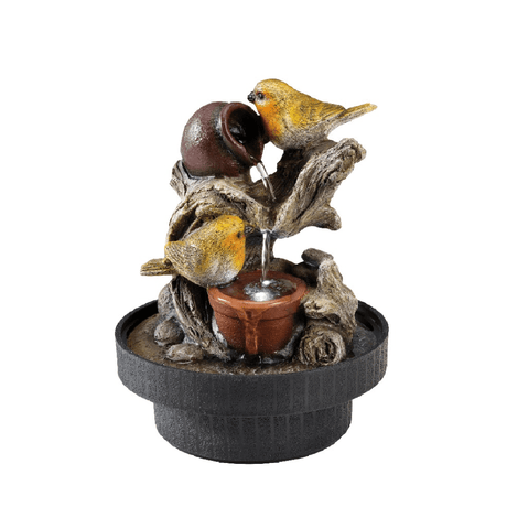 Lumineo 23cm Indoor and Outdoor Water Fountain with LED Light 'Birds with Pots' - GARDEN ORNAMENTS INCL SOLAR - Beattys of Loughrea