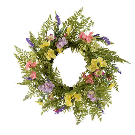 55cm Peach Blossoms & Lavender Door Wreath - FLOWERS - PAPER/PLASTIC - Beattys of Loughrea