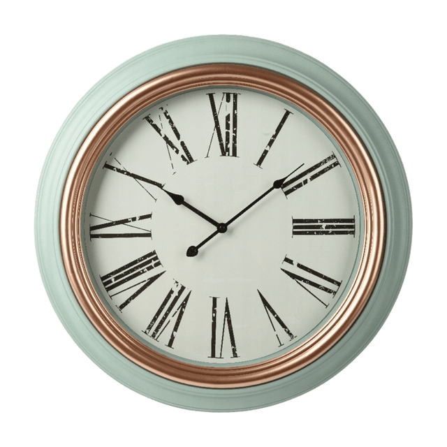 Decoris Large Mint Green Round Wall Clock – 60cm - CLOCKS - Beattys of Loughrea