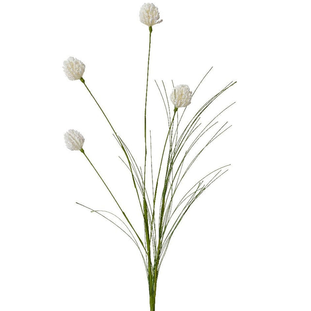 Ball Flowers on Stem Spray White - FLOWERS - PAPER/PLASTIC - Beattys of Loughrea