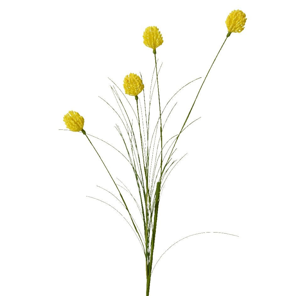 Ball Flowers on Stem Spray Yellow - FLOWERS - PAPER/PLASTIC - Beattys of Loughrea