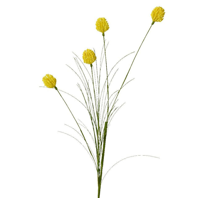 Ball Flowers on Stem Spray Yellow - FLOWERS - PAPER/PLASTIC - Beattys of Loughrea