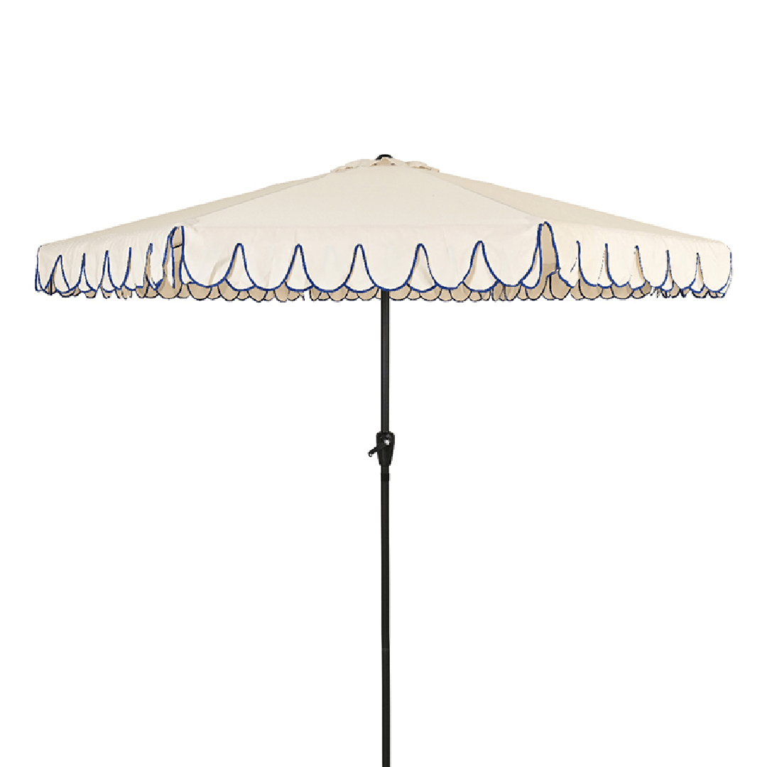 Round 2.7m Scalloped Garden Umbrella Parasol Off White - PARASOLS - Beattys of Loughrea