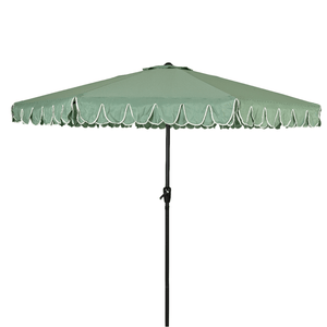 Round 2.7m Scalloped Garden Umbrella Parasol Green - PARASOLS - Beattys of Loughrea