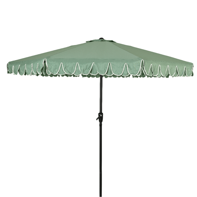 Round 2.7m Scalloped Garden Umbrella Parasol Green - PARASOLS - Beattys of Loughrea