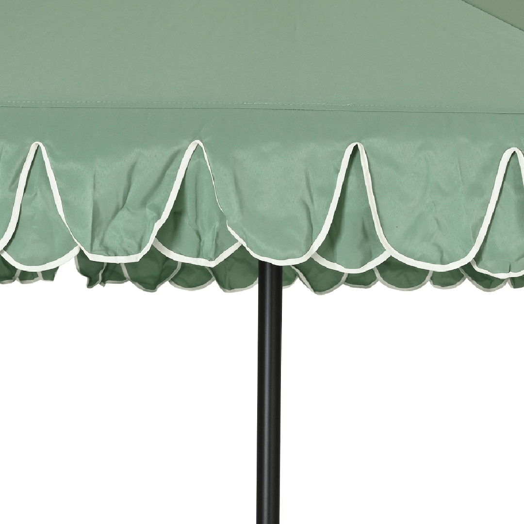 Round 2.7m Scalloped Garden Umbrella Parasol Green - PARASOLS - Beattys of Loughrea