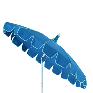 Two Tone Luxury Scalloped Parasol Blue 2m - PARASOLS - Beattys of Loughrea
