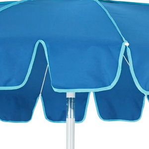Two Tone Luxury Scalloped Parasol Blue 2m - PARASOLS - Beattys of Loughrea