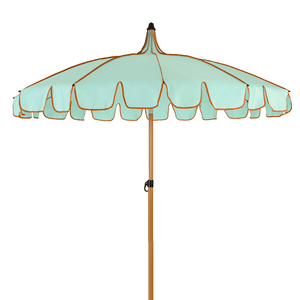 Two Tone Luxury Scalloped Parasol Aqua 2m - PARASOLS - Beattys of Loughrea