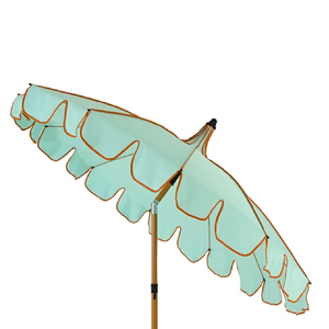 Two Tone Luxury Scalloped Parasol Aqua 2m - PARASOLS - Beattys of Loughrea