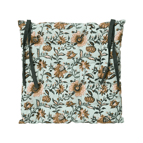 Floral Cotton Chair Pad Green - CUSHIONS/COVERS - Beattys of Loughrea