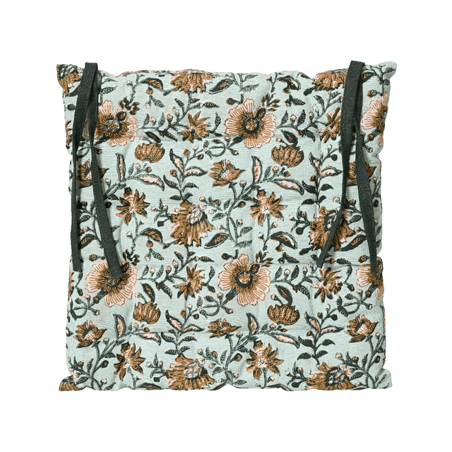 Floral Cotton Chair Pad Green - CUSHIONS/COVERS - Beattys of Loughrea