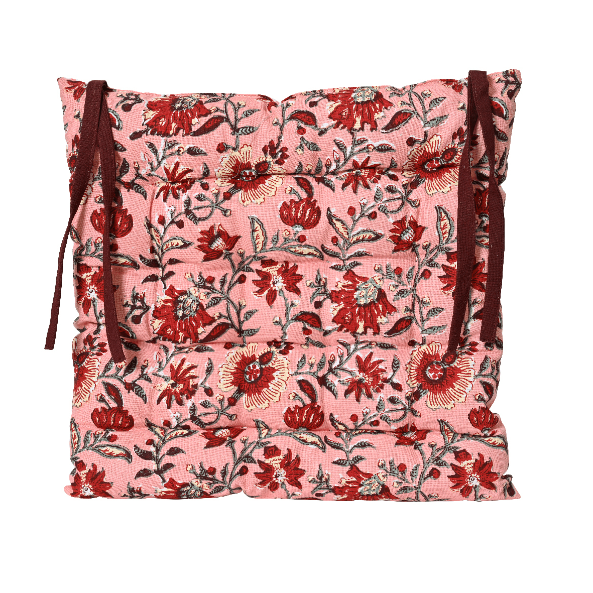 Floral Cotton Chair Pad Pink - CUSHIONS/COVERS - Beattys of Loughrea