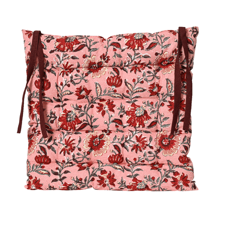 Floral Cotton Chair Pad Pink - CUSHIONS/COVERS - Beattys of Loughrea