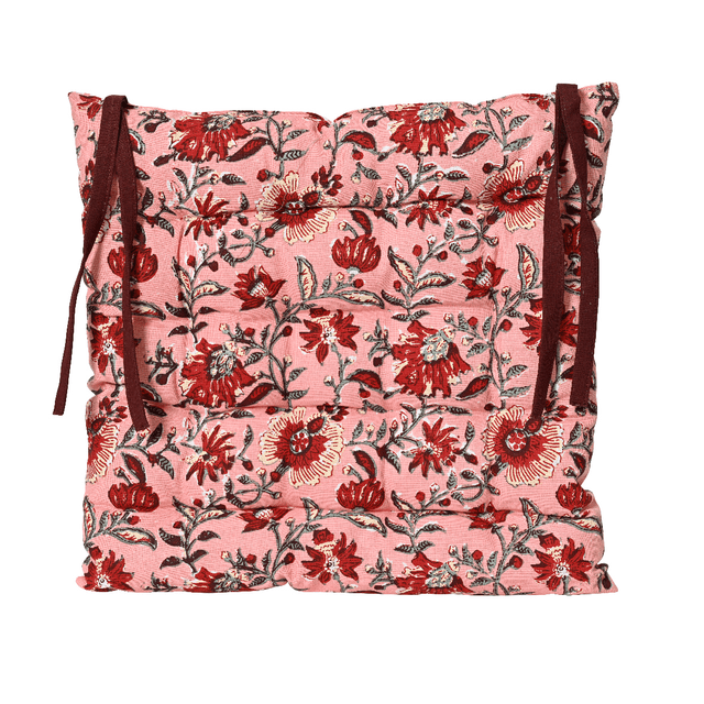 Floral Cotton Chair Pad Pink - CUSHIONS/COVERS - Beattys of Loughrea