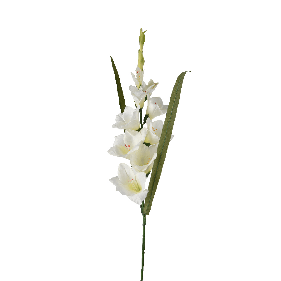 Gladiolus Flower on Stem Polyester White - FLOWERS - PAPER/PLASTIC - Beattys of Loughrea