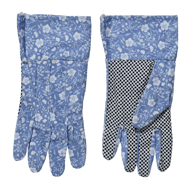 Blue Floral Cotton Garden Gloves - GARDEN GLOVES ,APRONS, KNEE PADS, GARDEN PEGS - Beattys of Loughrea
