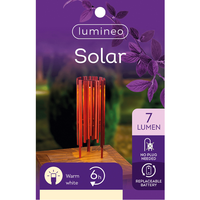 Lumineo Solar Metal Lamp Brick Red 18 x 47cm - GARDEN ORNAMENTS INCL SOLAR - Beattys of Loughrea