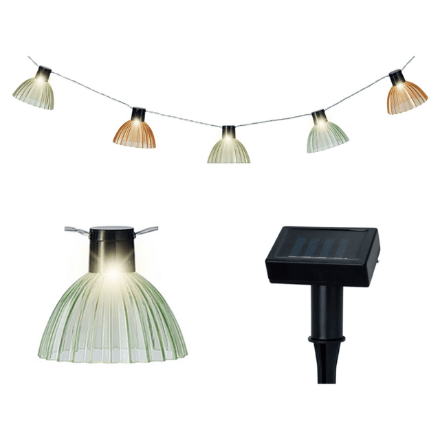 Lumineo Solar LED Grooved Lampshade Garland 4.5m – Warm White - LED STRING DECO LIGHTS (NOT XMAS) - Beattys of Loughrea