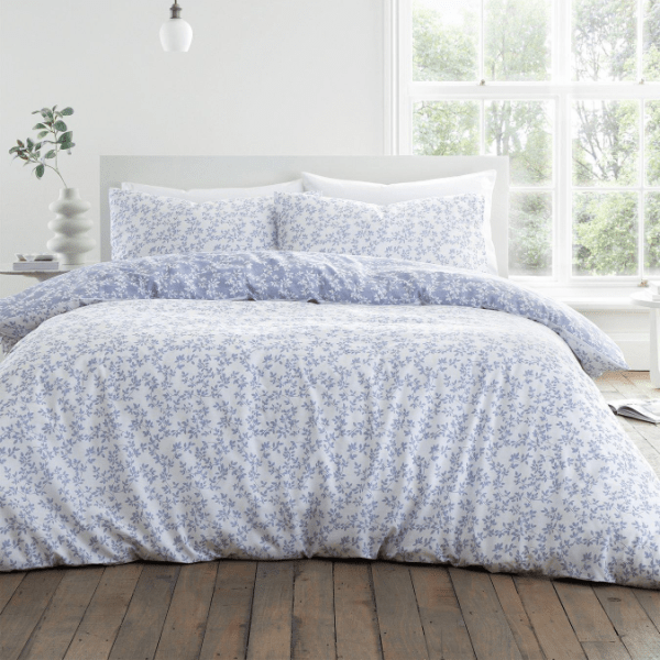 Bianca Shadow Leaves Blue 200TC Duvet Cover Set Double - DUVET COVERS - Beattys of Loughrea