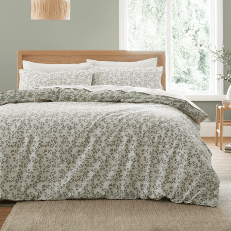 Bianca Shadow Leaves Green 200TC Duvet Cover Set Kingsize - DUVET COVERS - Beattys of Loughrea