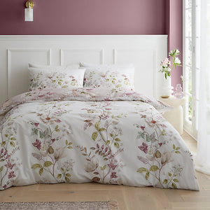 Bianca Francesca Floral 200 Thread Count Cotton Reversible Single Duvet Cover Set with Pillowcase Cream Pink