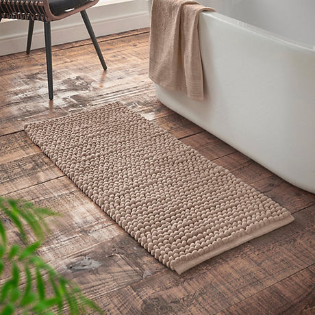 Bianca Aspen Bobble 50 x 120 cm Bath Runner Natural - BATH MATS/SETS - Beattys of Loughrea
