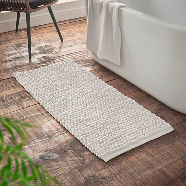 Catherine Lansfield Bianca Aspen Bobble 50 x 120 cm Bath Runner White