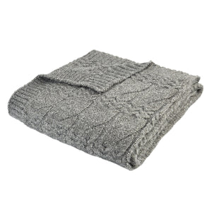 Bianca Cable Knit Blanket Throw – Grey (130x170cm) - THROWS/BLANKETS - Beattys of Loughrea